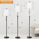 Black Floor Lamps for Living Room Adjustable Height Standing Lamp Modern Tall Pole Lamps for Bedroom Office with White Linen Shade 3 Color Temperature 9W LED Bulb Included by CozyNest Decor