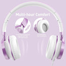 AILIHEN MS300 Purple Girl Headphones Wired with Microphone for Chromebook Laptop Computer, 3.5mm Foldable Lightweight on-Ear Headphones for School Teen Students by TinyTreasures Baby Boutique