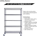 48"x24"x72" Black 5-Tier Premium Wire Shelving NSF 4000 LBS MAX Capacity Heavy Duty Steel Storage Rack for Warehouses, Garages, Hospitals, Commercial Spaces, & Schools w/Premium Wheels by CozyNest Decor