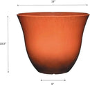 Classic Home and Garden Indoor/Outdoor Round Honeysuckle Resin Flower Pot Planter, Orange Ember, 13" by GreenHaven Gardens