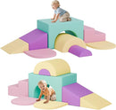 ‌Soft Climbing Toys for Toddlers, 7-Piece Baby Soft Foam Climbing Blocks, PU Leather Gym Climb and Crawl Activity Play Set, Indoor Climbing Toys for Kids and Children, Pink by TinyTreasures Baby Boutique