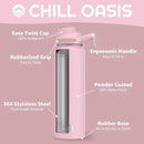 Chill Oasis Water Bottle | Compatible With Popular Flavor Cartridges | BPA Free, Leak Proof, Double-Walled Vacuum Insulated Stainless Steel, and Dishwasher Safe | Cold for 24 Hours (Pink, 22oz) by CozyNest Decor