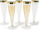 Prestee 48 Disposable Plastic Champagne Flutes with Gold Rim Glitter - Clear Toasting Glasses for Mimosa, New Year’s Eve Party, and Elegant Celebrations - Premium Quality Disposable Stemware by CozyNest Decor