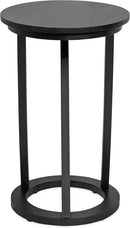 Kate and Laurel Aja Modern Side Table, 15 x 15 x 23, Black, Decorative Modern Geometric Wood Bedroom Nightstand Table with Round Tabletop and Unique Slanted Legs by CozyNest Decor