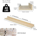 SAUMONIERES Picture Ledge Shelf Floating Book Shelves Set of 2 Wall Mounted Solid Wood for Bedroom Bathroom Living Room Kitchen, 36 Inch Natural by CozyNest Decor