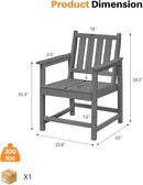 Patio Dining Chair Set of 2, HDPE Outdoor Dining Chair, Ergonomic HDPE Dining Chairs with Deep Seating, All Weather Outdoor Chairs Furniture for Backyard, Deck, Garden, Poolside, Smoke Gray by CozyNest Decor