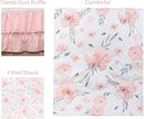PINNKKU 3-Piece Crib Bedding Set for Boy Girls, Includes Crib Skirt, Blanket, Sheet, Baby Bedding, Floral, Mini Size by TinyTreasures Baby Boutique