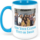 Personalized Mother's Day Coffee Mug, Custom Mum Photo Text 15 Oz Ceramic Mug, Customized Mom Gift Idea Picture Name Cup, Taza Cafe Personalizadas Fotos, Cute Gifts Mom Women Dad Men, Light Blue by TinyTreasures Baby Boutique