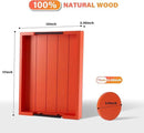 Ottoman With Handle for Living Room - Set of 4 Natural Wooden Coasters - Rustic Serving Tray for Coffee Table - Kitchen Decorative Tray With Handles (Orange) by CozyNest Decor
