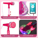 TAKIHON Guitar and Microphone Set for Kids,Guitar Toys with Music&Colorful Light,Adjustable Height Microphone with Stand,Karaoke Toys Gift for Boy,Girls,Toddlers(Red)-Upgraded by TinyTreasures Baby Boutique