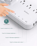 Addtam LED Desk Lamp, Power Strip with 3 Outlets 4 USB Charging Ports(2 USBC), 4 Modes 5 Level Brightness Touch Lamp, Small Desk Lamp for Home Office College Dorm Room Essentials, White by CozyNest Decor