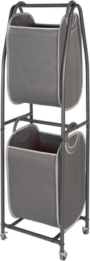 Neatfreak - 2 Tier Laundry Sorter - Laundry Hamper With Wheels & 2 x Laundry Basket Tote Bags For Dirty Clothes, Towels, Blankets, Bathroom Storage & Laundry Room Organization by CozyNest Decor