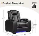 ANJ Power Theater Recliners Set of 3, Electric Home Theater Seating, Black Faux Leather Recliner with Adjustable Headrest, Movie Recliner Theater Chairs with LED,USB, Cup Holders, Hidden Arm Storage by CozyNest Decor
