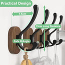 Wall Hooks for Hanging Coats - 4 Pack Coat Hooks Wall Mounted, Wood Coat Hooks for Wall, Bussdis Single Metal Hooks for Hanging Hats, Keys, Towel, Robe, Purse, Jackets, Decorative Livingroom, Bathroom by CozyNest Decor