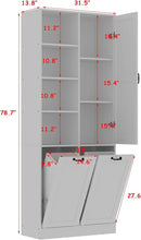 ECACAD Tall Bathroom Storage Cabinet with Shelves and Tilt-Out Laundry Hampers, Freestanding Floor Cabinet for Living Room, Bedroom & Kitchen, White (31.5”W x 13.8”D x 78.7”H) by CozyNest Decor