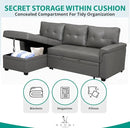 Naomi Home L-Shaped Reversible Sectional Sofa with Pull-Out Sleeper Bed and Storage Chaise, Gray Air Leather by CozyNest Decor
