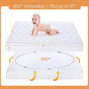 Yoofoss Waterproof Mini Crib Mattress Protector, Quilted Baby Mattress Pad Cover Soft and Breathable, Machine Washable Portable Mattress Protector for Standard Baby Mini Crib Size 38"X24" - White by TinyTreasures Baby Boutique