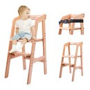 YOLEO High Chair Wooden for Toddlers Junior Childs, Sturdy Durable Dining Feeding Chair with Steps Grows with Child, Max 60kg (Natural Color) by TinyTreasures Baby Boutique