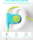 Kid Headphones for School, Air Conduction Open Ear Headphones, 3.5mm Jack Wired Cord, Ultra-Comfort, Ergonomic and Lightweight Design Perfect for School and Outdoor Activities-Blue Green by TinyTreasures Baby Boutique