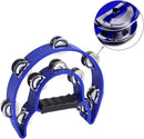 EastRock Double Row Tambourine,Metal Jingles Hand Held Percussion-Half Moon Tambourine for Adults, KTV, Party BLUE by TinyTreasures Baby Boutique
