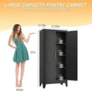 61" H Metal Kitchen Pantry Storage Cabinet, Freestanding Cupboard with 2 Doors and 3 Adjustable Shelves, Standing Storage for Kitchen, Bathroom, Garage, Dinning Room or Utility Room（Black） by CozyNest Decor