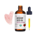 Kate Blanc Cosmetics Rosehip Oil for Face with Pink Gua Sha Stone (1oz, Organic, Pure, Cold Pressed) Rosehip Seed Face Oil for Gua Sha Massage by CozyNest Decor