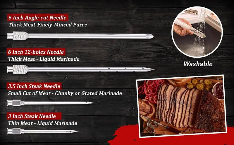 J&B Goods Professional Automatic BBQ Meat Marinade Injector Gun Kit with Case, 2 oz Large Capacity Barrel and 4 Commercial Grade Marinade Needles., photo 3 of 6