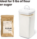 Felli Flip Tite Acrylic Food Storage Container with Lid 6” XL Air Tight Ring Seal Flip Top, Plastic Kitchen Baking Canister for 5 lb Flour Sugar Rice Protein Powder Pantry Organizer (Nest-M, White) by TinyTreasures Baby Boutique