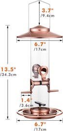 iBorn Bird Feeders for Outdoors, 2LB Metal Bird Feeders 17cm Large Roof &Tray, 4 Feeding Ports, Brushed Copper Finishing by CozyNest Decor