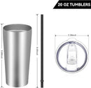 VEGOND 20oz Tumbler Bulk with Lid and Straw 12 Pack, Stainless Steel Vacuum Insulated Tumbler, Double Wall Coffee Cup Travel Mug, Stainless Steel by TinyTreasures Baby Boutique