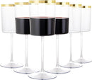 Ciaell 12 Pack Plastic Wine Glasses - 14 Oz Plastic Wine Glasses with Stem - Square Gold Disposable Stemmed Glass for Parties & Weddings & Outdoors & Thanksgiving by CozyNest Decor