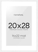 Homeforia 20x28 Picture Frame White, High End Oak 20 x 28 White Wood Poster Frames with Mat 14 by 22 Photo, 20x28 Wooden Frame Matted to 14x22, 28x20 Hanging Frames, Tempered Glass, Wall Kit, Set of 1 by CozyNest Decor