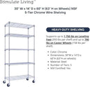 30"x14"x60" PRIME HEAVY DUTY Chrome 5-Tier Wire Shelving 1,750 LBS MAX Capacity Storage Rack for Commercial, School, Home, Garage, Warehouse, Industrial, and Hospital Uses (with Wheels) by CozyNest Decor