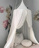 OldPAPA Kids Bed Canopy with Pom Pom Hanging Mosquito Net for Baby Crib Nook Castle Game Tent Nursery Play Room Decor，White by TinyTreasures Baby Boutique
