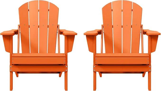 Westin Outdoors Laguna WO Home Furniture Adirondack Chair 2 PCS Set Outdoor Folding Patio Chair for Bon Fire Pit Garden Lawn Backyard Lounging Relaxing (Orange)