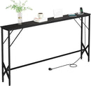 63'' Console Table, Skinny Entryway Table with Fast-Charging Station, Narrow Long Sofa Table, Behind Slim Couch Table for Entrance, Hallway, Living Room Decor ST-BK160-1 by CozyNest Decor