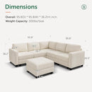 HONBAY Corduroy Modular Sectional Couch with Storage L-Shaped Sectional Couches for Living Room 6 Seater Modular Sectional Sofa, Beige by CozyNest Decor