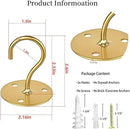 Ceiling Hooks for Hanging Plants-Metal Heavy Duty Wall Mounted Hangers for Hanging Bird Feeders, Planters, Wind Chimes, Include Professional Drywall Anchors (3-Pack) (Gold) by GreenHaven Gardens
