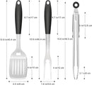 BBQ Grilling Accessories, 3Pcs Stainless Steel Grill Tools Accessories Set with Spatula, Fork and Tongs, Barbecue Utensils Grilling Tools for Outdoor Camping, Heat-Resistant Silicone Handle by GreenHaven Gardens