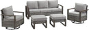 Outdoor Wicker Patio Furniture Set - 5 Piece Patio Conversation Set with 2 Wicker Swivel Rocker Chairs,2 Rattan Ottoman and 1 Couch,Thick Cushions,Deep Seating,Wide Armrest(Mixed Grey/Grey) by CozyNest Decor
