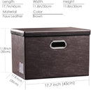 PRANDOM Large Foldable Storage Bins with Lids [3-Pack] Leather Fabric Collapsible Storage Boxes Organizer Containers Baskets Cube with Cover for Home Bedroom Closet Office Brown(17.7x11.8x11.8) by TinyTreasures Baby Boutique