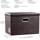 PRANDOM Large Collapsible Storage Bin with Lid [1-Pack] Leather Fabric Foldable Storage Box Organizer Containes Basket Cube with Cover for Home Bedroom Closet Office Nursery Brown (17.7x11.8x11.8) by CozyNest Decor