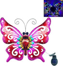 Solar Garden Light, Metal Butterfly Wall Art, 19" Large Hanging Decor for Garden Patio Fences Porch Yard Art Outdoor Wall Decor, Weatherproof Decorative Lighting, Housewarming Wedding Birthday Gift by CozyNest Decor