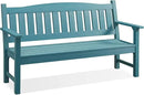 Psilvam 3-Person Outdoor Memorial Bench, All-Weather Poly Lumber Garden Bench, Rot-Resistant Outdoor Patio Bench for Park,Porch,and Church(Blue) by CozyNest Decor