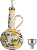 Ceramic Olive Oil Dispenser Bottle 23oz with Handles, Hand Painted Multi-Use Oil Cruet & Flower Vase, Decorative Stoneware Kitchen Cruet with Stainless Steel Spout for Oils, Sauces, Vinegar (C) by CozyNest Decor