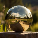 6 Inch Stainless Steel Gazing Globe,v2croft Hollow Ball Mirrored Surface Polished Shiny Sphere,Garden Stainless Steel Gazing Ball for Outdoor Lawn Pond Yard Ornament(Gold) by GreenHaven Gardens
