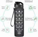 Enerbone Water Bottle, Leakproof BPA & Toxic Free, Motivational Water Bottle with Times to Drink and Straw, Fitness Sports Water Bottle with Strap for Office, Gym, Outdoor Sports