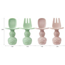 PandaEar 2 Pack Silicone Baby Straw & Snack Cup with 2 Spoons 2 Forks, Dual-Purpose Toddler Training Cups, Pink Green by TinyTreasures Baby Boutique