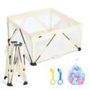 Baby Playpen Foldable, Playard for Babies and Toddlers, Portable Playpen Activity Center with 50 Balls+2 Handles for Travel, Indoor & Outdoor Play Pen with Mesh 50''x50'' by TinyTreasures Baby Boutique