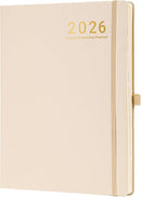 2026 Planner - JAN 2026 - DEC 2026, Planner 2026, Weekly and Monthly Planners, Leather Cover Planners with Thick Paper, Back Pocket with Notes Pages, Seashell Gold (8.5" x 11") by TinyTreasures Baby Boutique